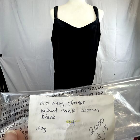Old Navy Cami top size Large women's sleeveless velvet black shirt blouse - Picture 9 of 9